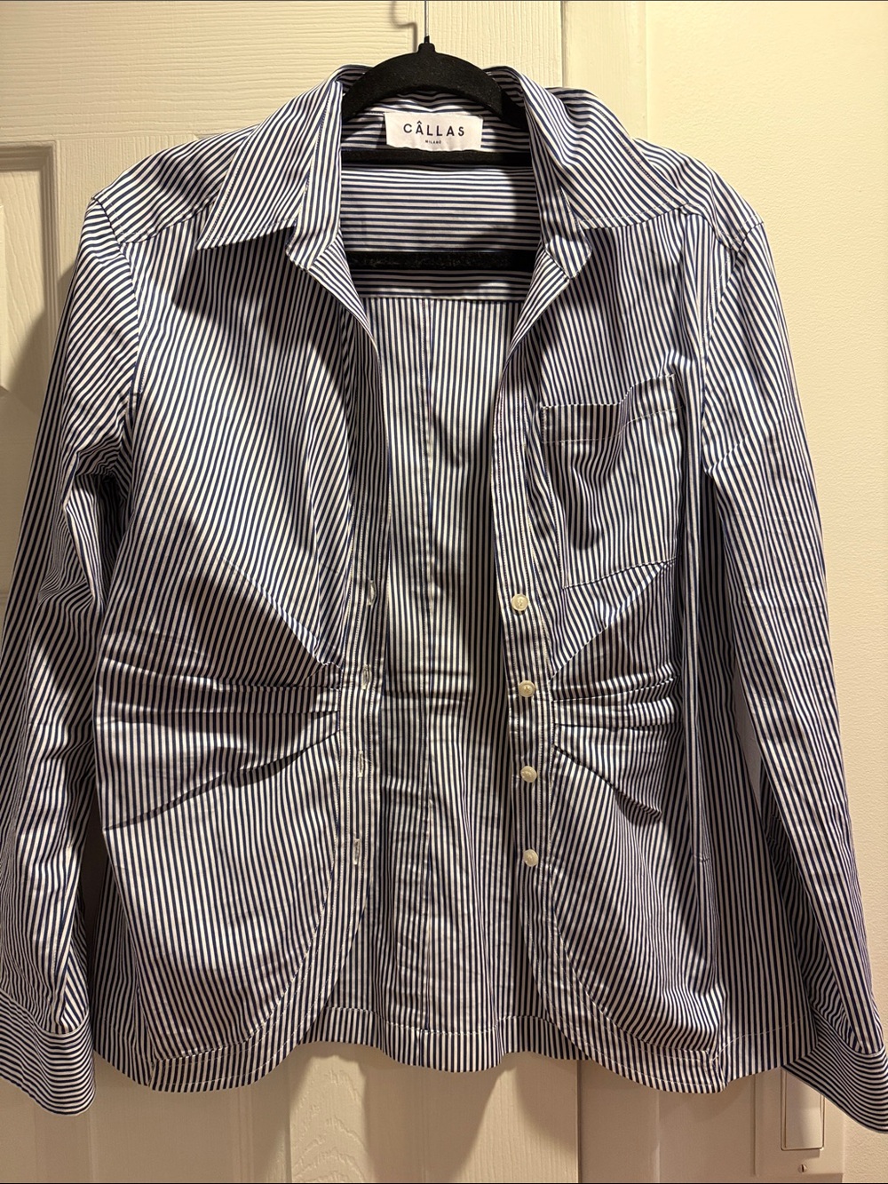 Blue and White Striped Men's Shirt